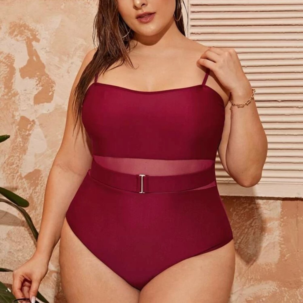 Contrast Mesh One Piece Swimsuit